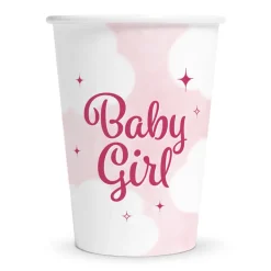 Baby Girl Papkopper (8 stk – 210 ml) – Lyserøde Kopper til Barnedåb & Baby Shower