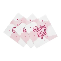 Baby Girl Servietter (20 stk – 33×33 cm) – Lyserøde 3-lags servietter til barnedåb