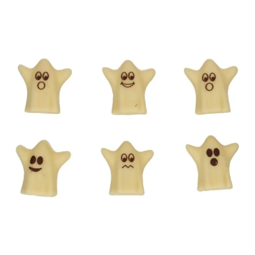 Chokoladepynt 3D spøgelser 6 stk. – FunCakes