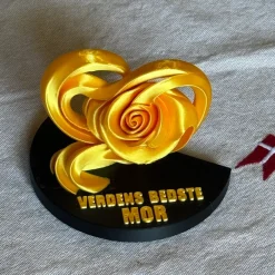 3D-printet Hjerte-Rose Figur – Verdens Bedste Mor
