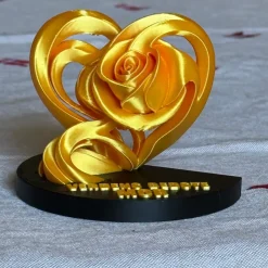 3D-printet Hjerte-Rose Figur – Verdens Bedste Mor