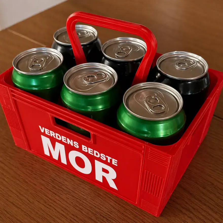 Dåseholder / Ølkasse til 6 dåser (330 ml) med teksten “Verdens Bedste Mor” – Mors Dag