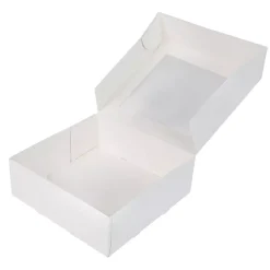 Kageboks / Kageæske Hvid med vindue 26 x 26 x 9 cm