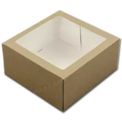 Kageæske Kraft med vindue – 19 x 19 x 9 cm