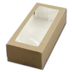 Kageæske Kraft med vindue – 26 x 12 x 7 cm
