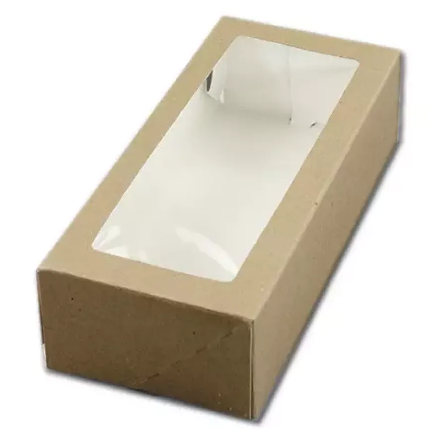 Kageæske Kraft med vindue – 26 x 12 x 7 cm