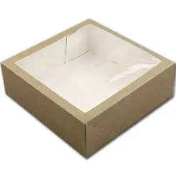 Kageæske Kraft med vindue – 26 x 26 x 9 cm