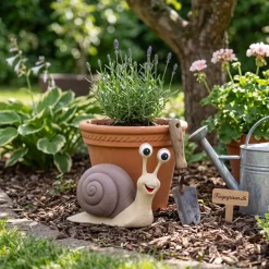 Kæmpe Havesnegl – 3D-printet Havefigur (35 cm) – Valgfri farve på skallen