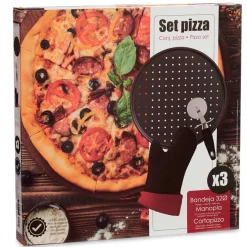 Pizzasæt med form, handsker & pizzaskærer
