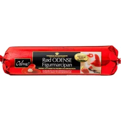 Rød Odense Figurmarcipan med jordbær-rabarbersmag 200 g