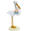 Topfigur Stork med baby blå 11 cm
