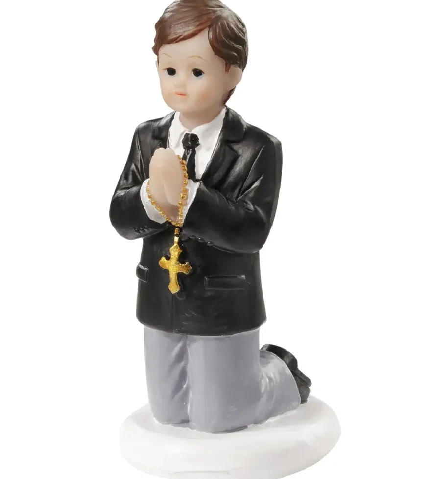 Topfigur til konfirmation – Dreng med kors – 7 cm