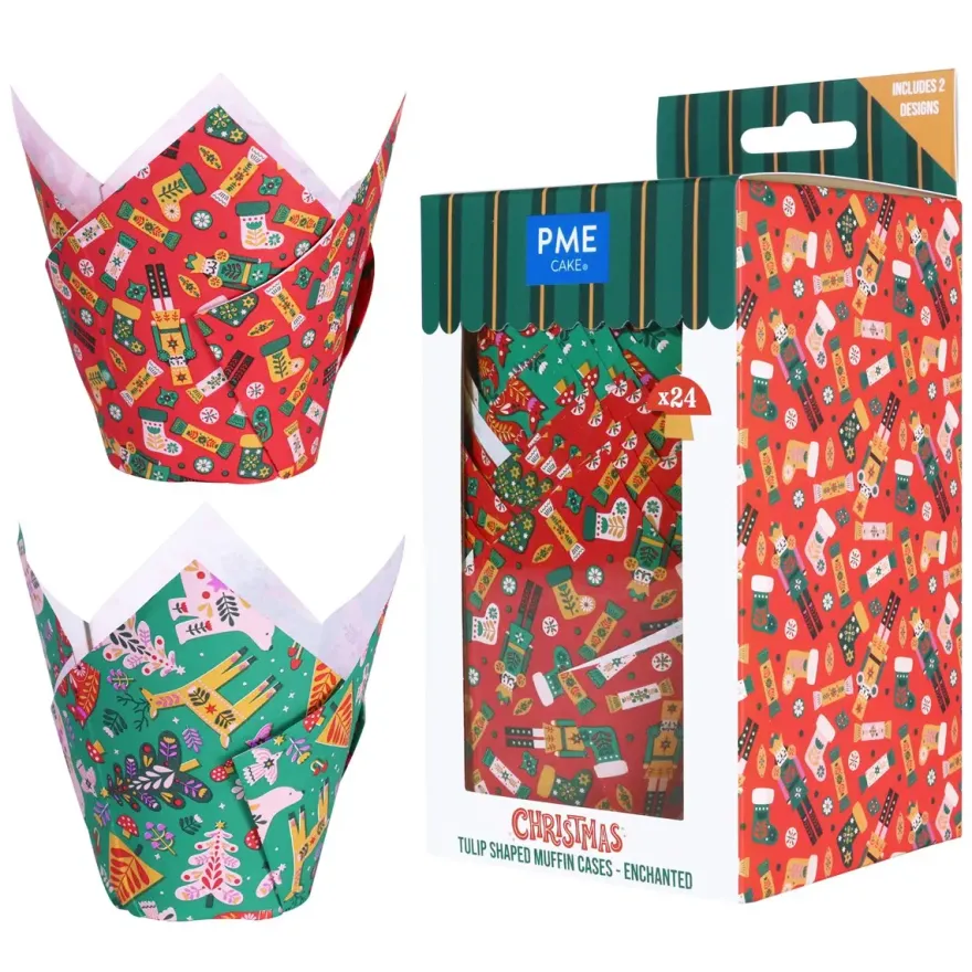Tulipan Muffinsforme (Enchanted Jul) fra PME – 24 stk.