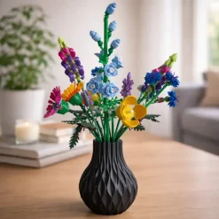 Vase til LEGO blomster / Kunstige blomster – Bølge Design – 20 cm – Valgfri farve