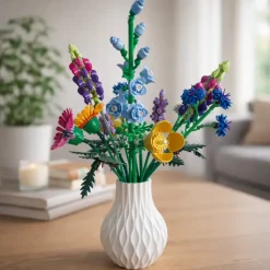 Vase til LEGO blomster / Kunstige blomster – Bølge Design – 20 cm – Valgfri farve